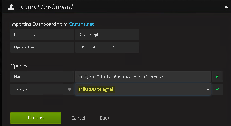Finish Dashboard Import